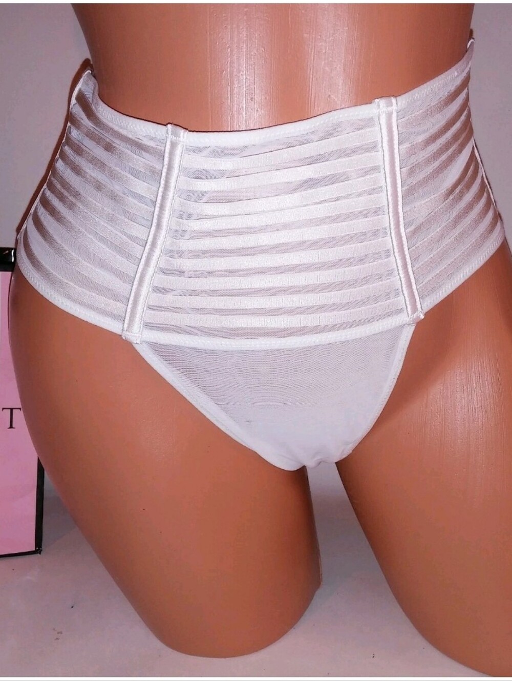 Victoria's secret very sexy sheer Luxe high waist thong panty SMALL WHITE